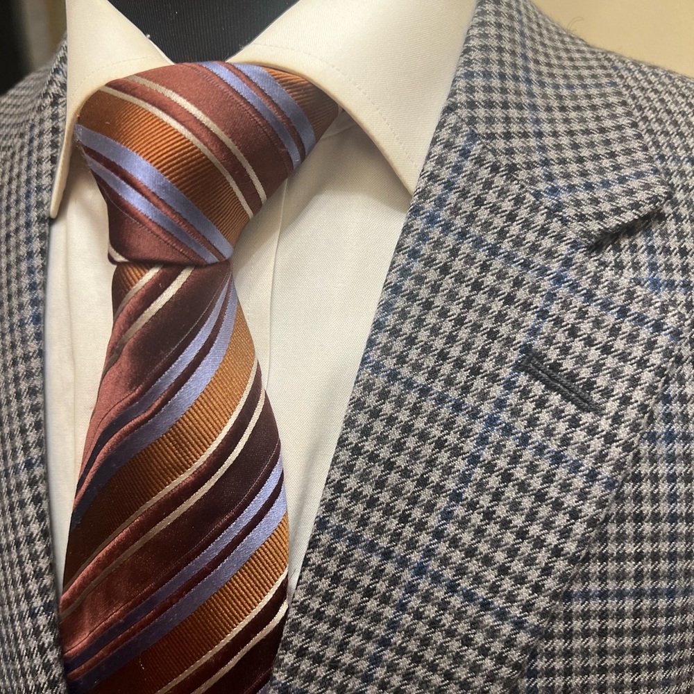 Jos. A. Bank Traveler Collection Houndstooth Sport Coat Blazer Gray Blue Men 46L